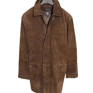 CLAIBORNE Vintage Mens (M) Brown Suede Zip-Up Coat w/ Removable Quilted Lining